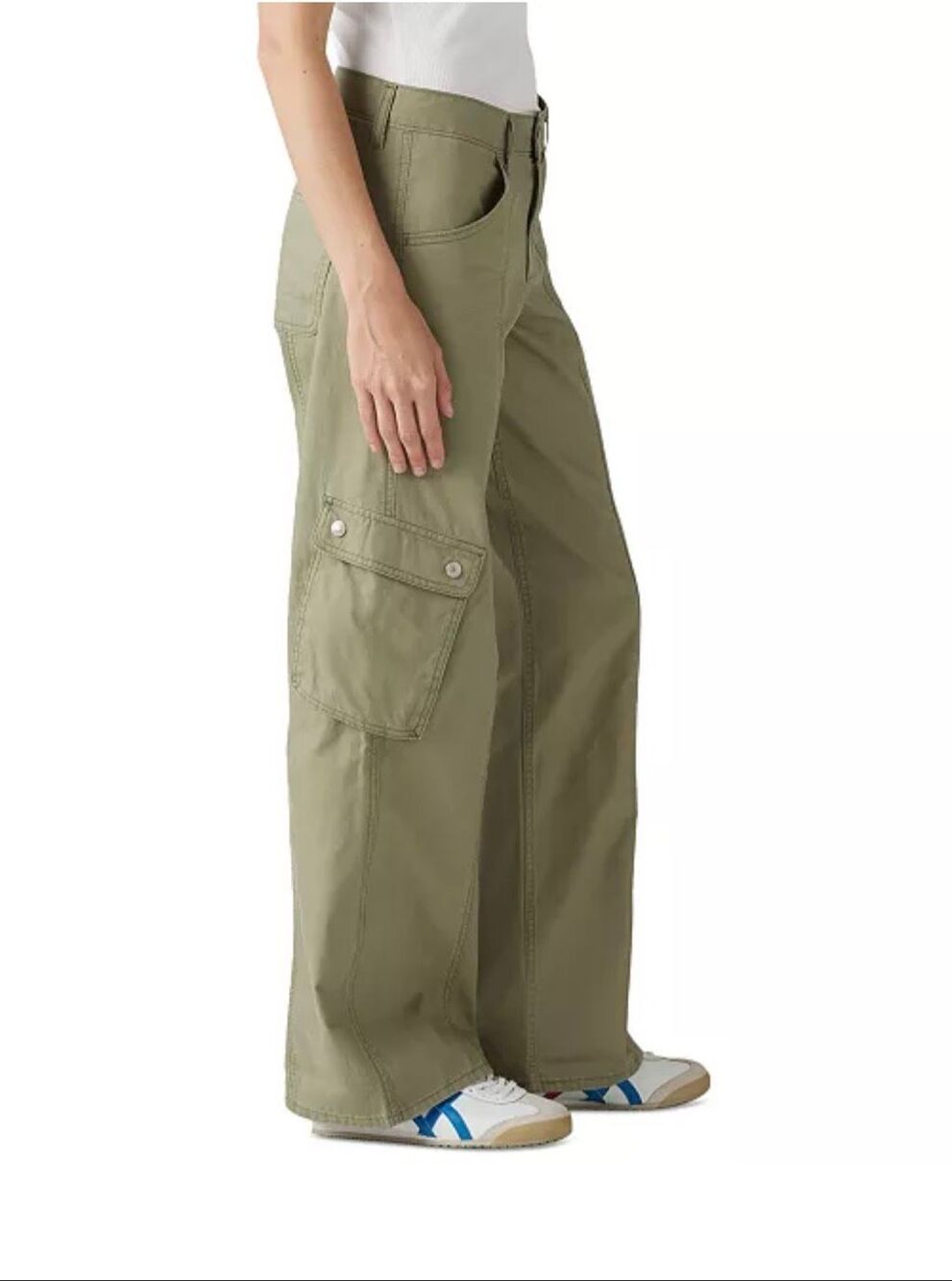 Levi's Super Low Linen Blend Loose-Fit Cargo Jeans Deep Lichen Green 32x32 - Picture 2 of 4